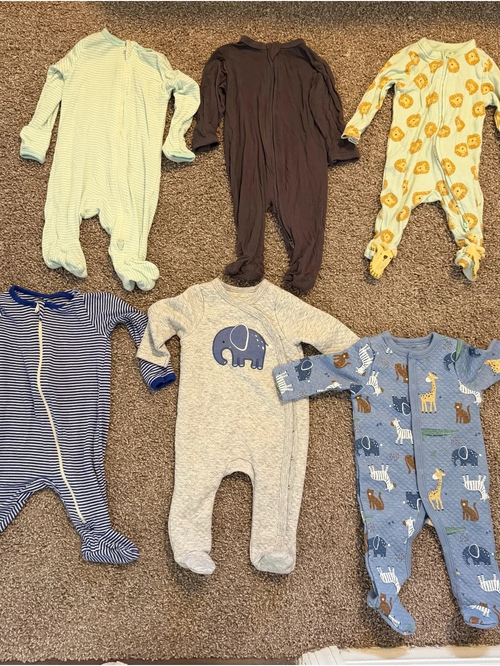 Old Navy Multi-Pack Baby Footed Sleepers - Blue, Gray, Brown, Yellow